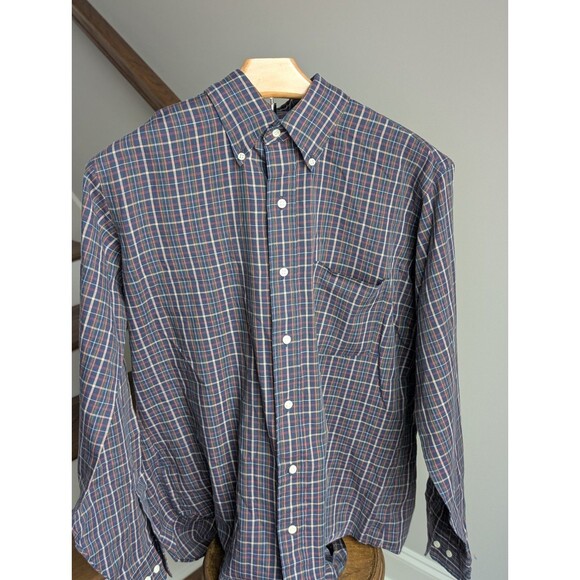 Vintage Arrow Dover Mens Plaid Button Up Shirt Green, Blue, Red, Size 16 34/35 - Picture 1 of 9